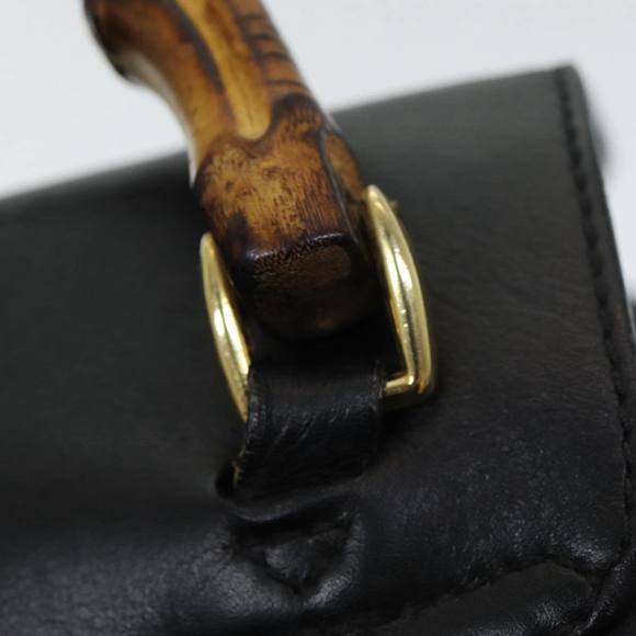 GUCCI Bamboo Backpack Leather Black Auth am6663 main image 5